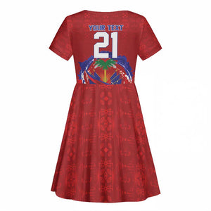 Custom Haiti Grenadye Alaso Kid Short Sleeve Dress Red Nou Retounen Anko 1974-2026 - African Pride