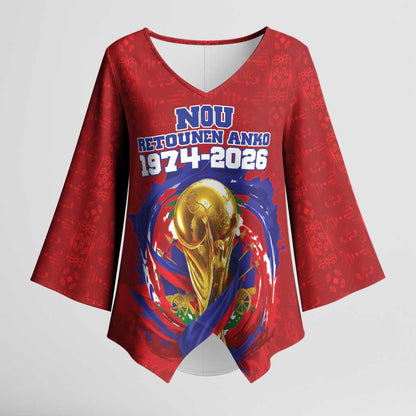 Custom Haiti Grenadye Alaso Kimono Sleeve Blouse Red Nou Retounen Anko 1974-2026 - African Pride