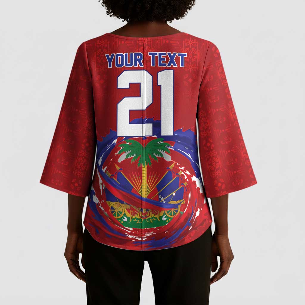 Custom Haiti Grenadye Alaso Kimono Sleeve Blouse Red Nou Retounen Anko 1974-2026 - African Pride