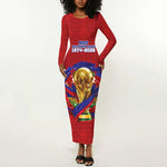 Custom Haiti Grenadye Alaso Long Sleeve Bodycon Dress Red Nou Retounen Anko 1974-2026 - African Pride