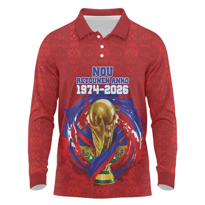Custom Haiti Grenadye Alaso Long Sleeve Polo Shirt Red Nou Retounen Anko 1974-2026 - African Pride