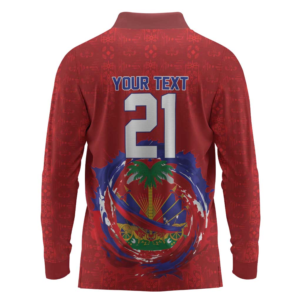 Custom Haiti Grenadye Alaso Long Sleeve Polo Shirt Red Nou Retounen Anko 1974-2026 - African Pride