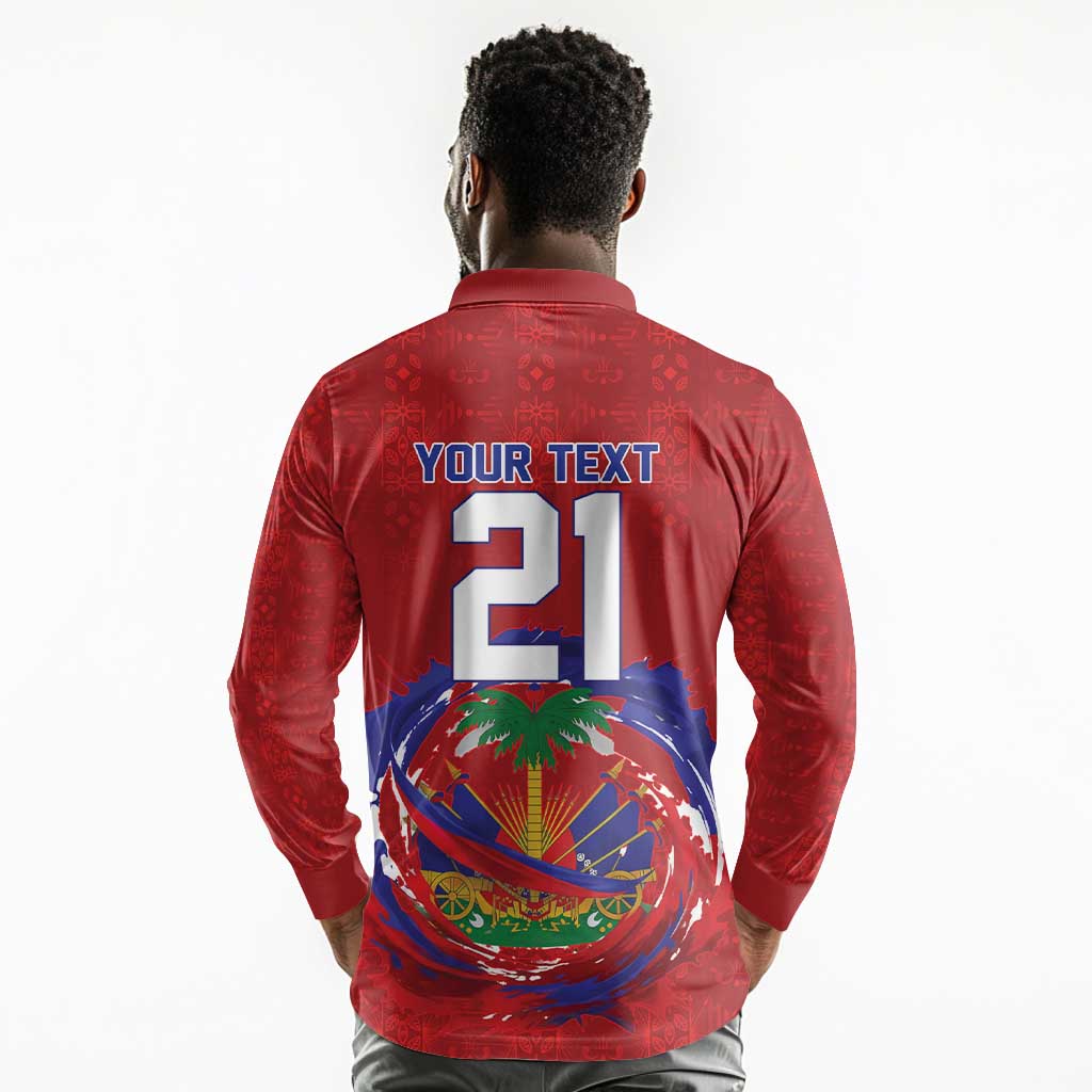 Custom Haiti Grenadye Alaso Long Sleeve Polo Shirt Red Nou Retounen Anko 1974-2026 - African Pride
