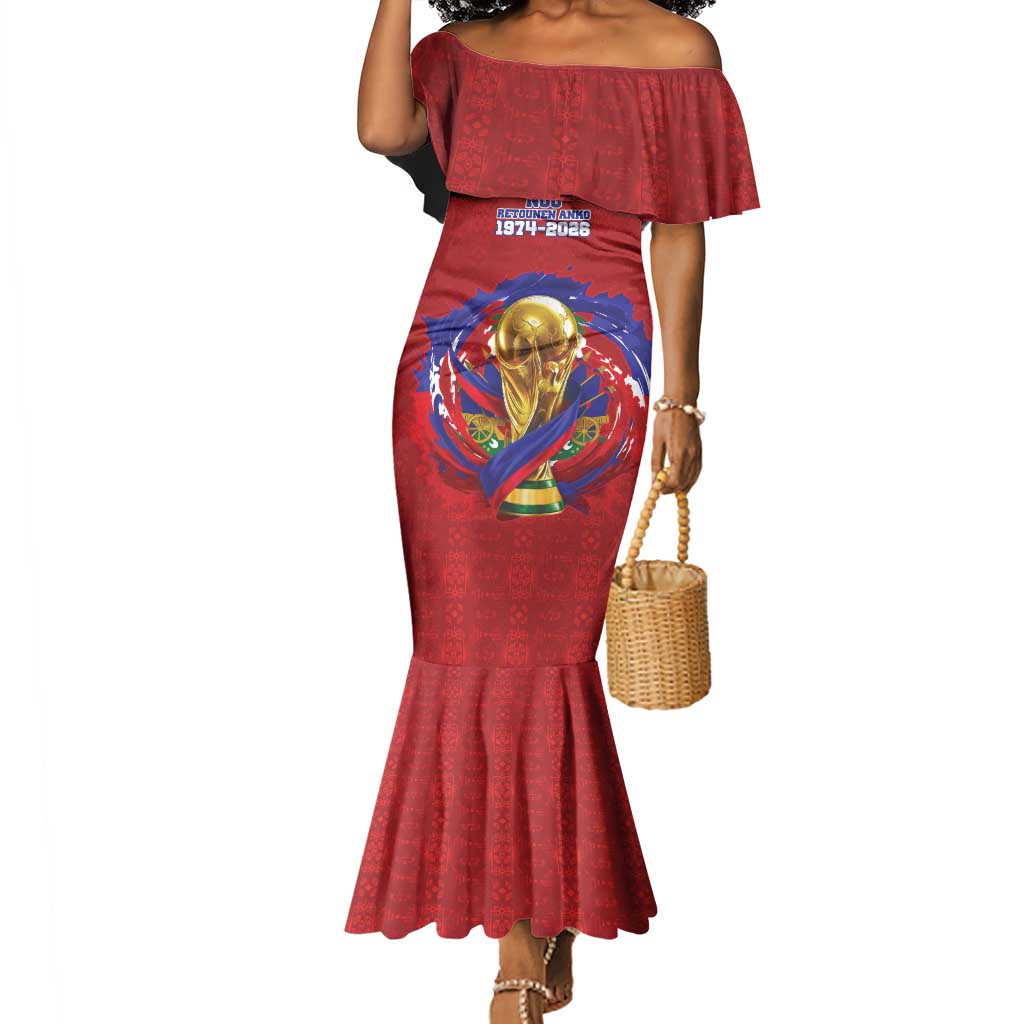 Custom Haiti Grenadye Alaso Mermaid Dress Red Nou Retounen Anko 1974-2026 - African Pride