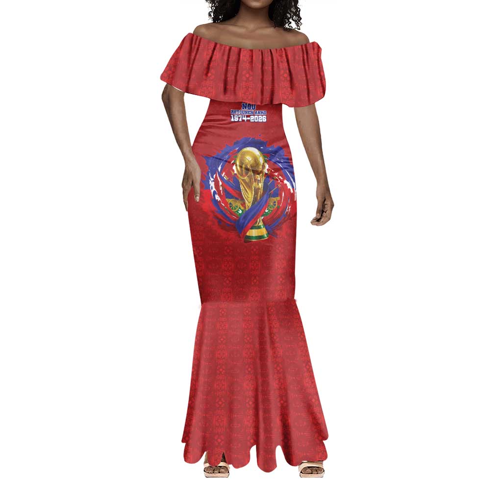 Custom Haiti Grenadye Alaso Mermaid Dress Red Nou Retounen Anko 1974-2026 - African Pride