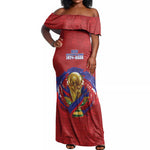 Custom Haiti Grenadye Alaso Off Shoulder Maxi Dress Red Nou Retounen Anko 1974-2026 - African Pride