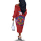 Custom Haiti Grenadye Alaso Off The Shoulder Long Sleeve Dress Red Nou Retounen Anko 1974-2026 - African Pride