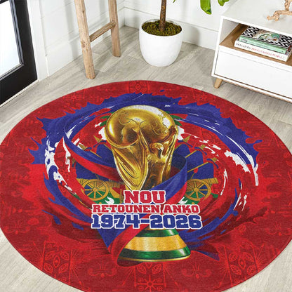 Haiti Grenadye Alaso Round Carpet Red Nou Retounen Anko 1974-2026 - African Pride