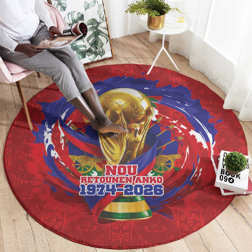 Haiti Grenadye Alaso Round Carpet Red Nou Retounen Anko 1974-2026 - African Pride