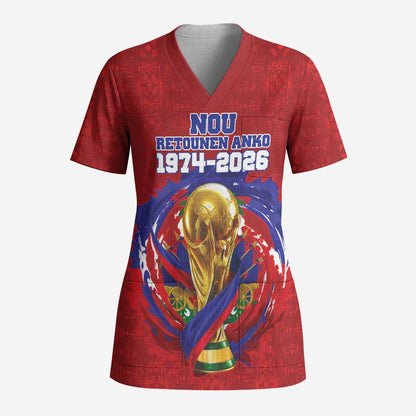 Custom Haiti Grenadye Alaso Scrub Top Red Nou Retounen Anko 1974-2026 - African Pride