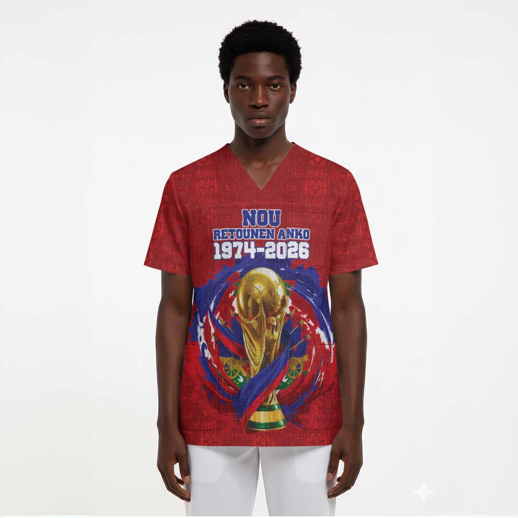Custom Haiti Grenadye Alaso Scrub Top Red Nou Retounen Anko 1974-2026 - African Pride