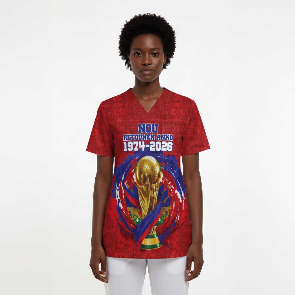 Custom Haiti Grenadye Alaso Scrub Top Red Nou Retounen Anko 1974-2026 - African Pride
