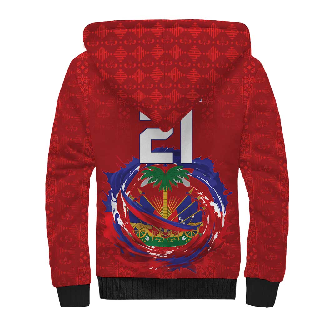 Custom Haiti Grenadye Alaso Sherpa Hoodie Red Nou Retounen Anko 1974-2026 - African Pride