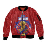 Custom Haiti Grenadye Alaso Sleeve Zip Bomber Jacket Red Nou Retounen Anko 1974-2026 - African Pride