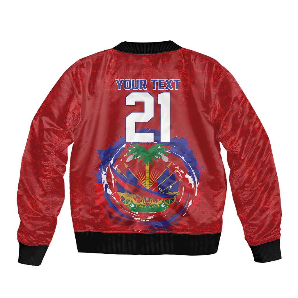 Custom Haiti Grenadye Alaso Sleeve Zip Bomber Jacket Red Nou Retounen Anko 1974-2026 - African Pride
