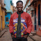 Custom Haiti Grenadye Alaso Sleeve Zip Bomber Jacket Red Nou Retounen Anko 1974-2026 - African Pride