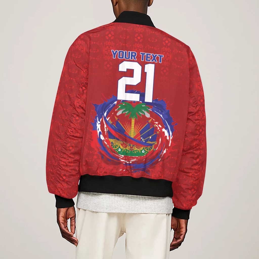 Custom Haiti Grenadye Alaso Sleeve Zip Bomber Jacket Red Nou Retounen Anko 1974-2026 - African Pride