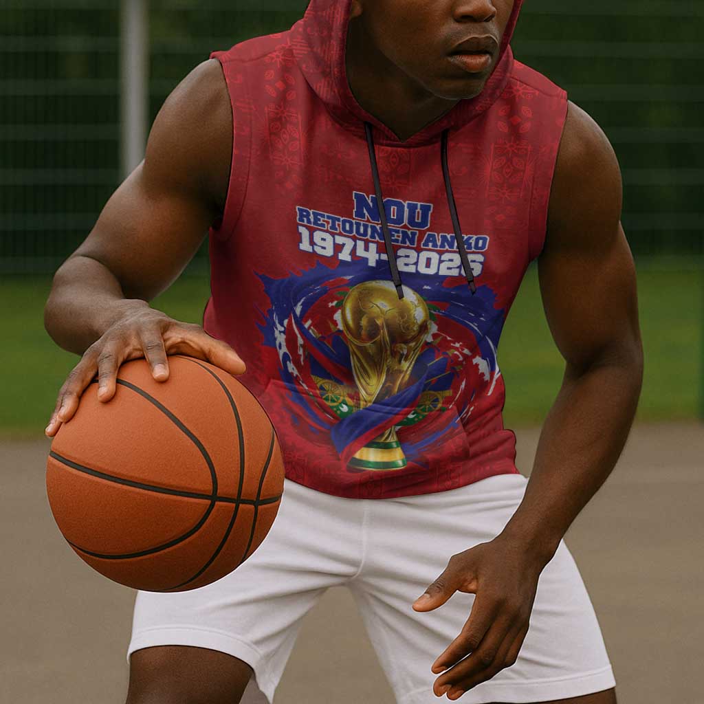 Custom Haiti Grenadye Alaso Sleeveless Hoodie Red Nou Retounen Anko 1974-2026 - African Pride