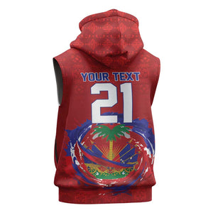 Custom Haiti Grenadye Alaso Sleeveless Zip Hoodie Red Nou Retounen Anko 1974-2026 - African Pride
