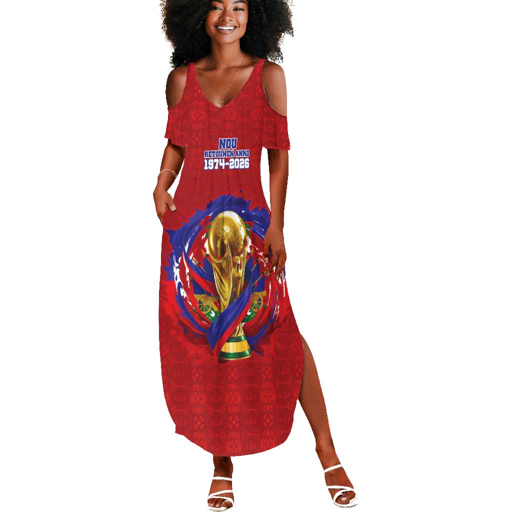 Custom Haiti Grenadye Alaso Summer Maxi Dress Red Nou Retounen Anko 1974-2026 - African Pride