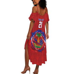 Custom Haiti Grenadye Alaso Summer Maxi Dress Red Nou Retounen Anko 1974-2026 - African Pride