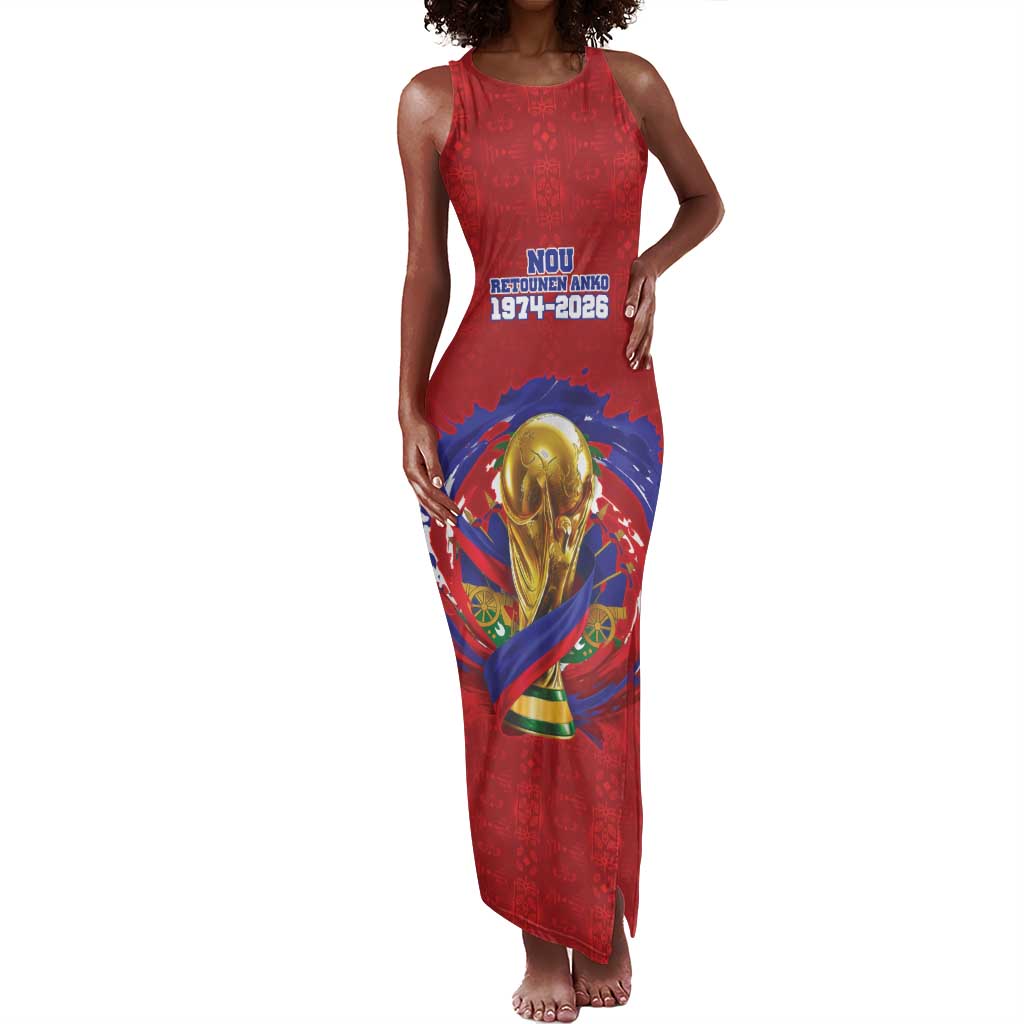 Custom Haiti Grenadye Alaso Tank Maxi Dress Red Nou Retounen Anko 1974-2026 - African Pride