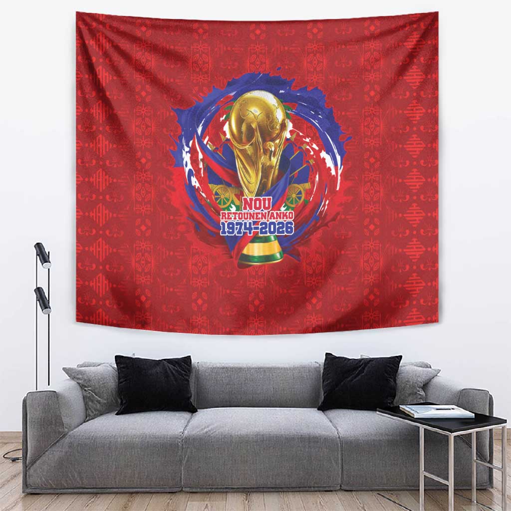 Haiti Grenadye Alaso Tapestry Red Nou Retounen Anko 1974-2026 - African Pride