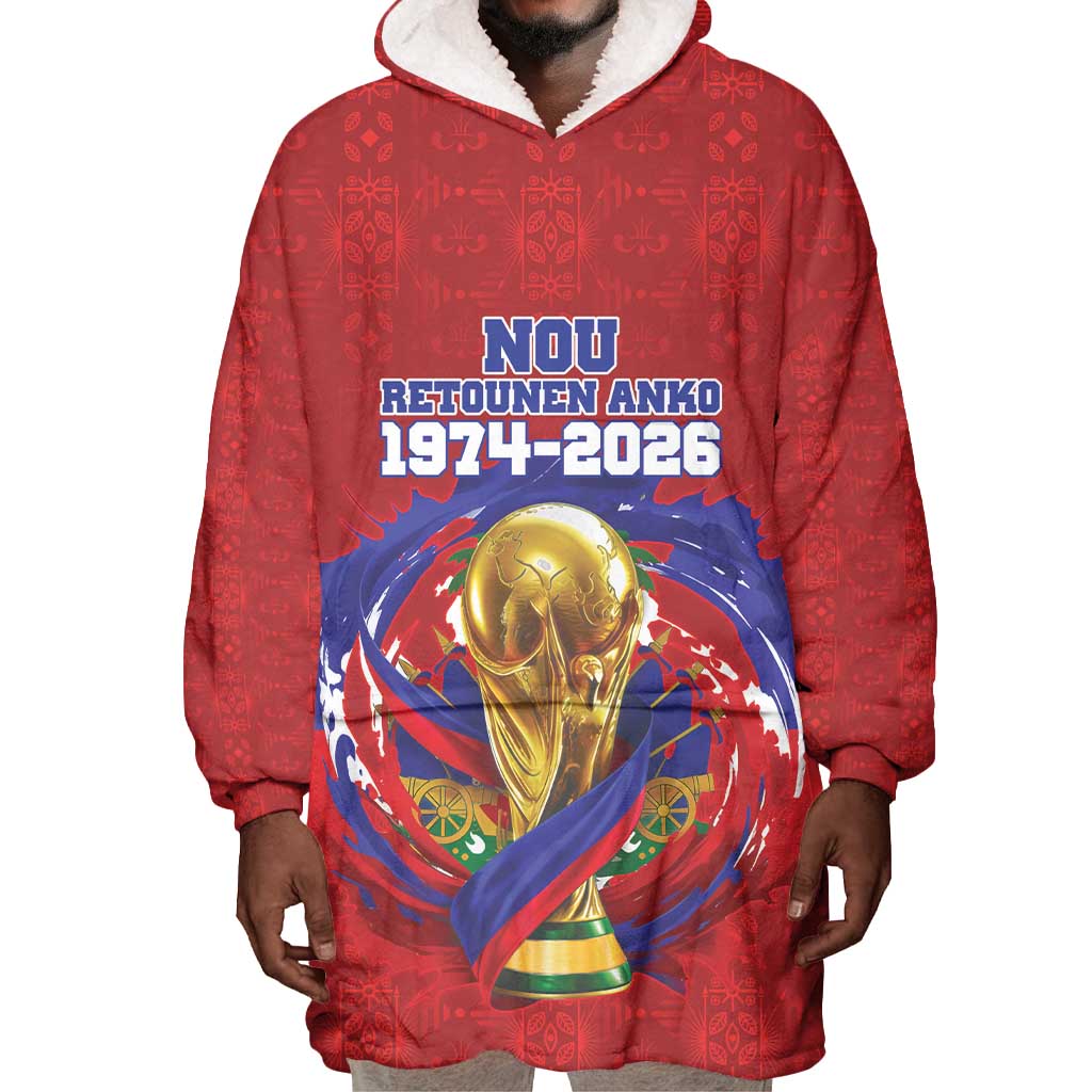 Custom Haiti Grenadye Alaso Wearable Blanket Hoodie Red Nou Retounen Anko 1974-2026 - African Pride