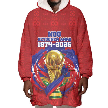 Custom Haiti Grenadye Alaso Wearable Blanket Hoodie Red Nou Retounen Anko 1974-2026 - African Pride