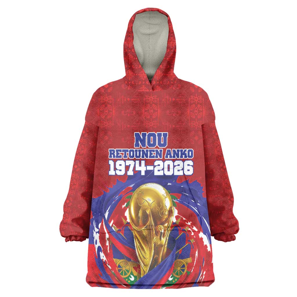 Custom Haiti Grenadye Alaso Wearable Blanket Hoodie Red Nou Retounen Anko 1974-2026 - African Pride