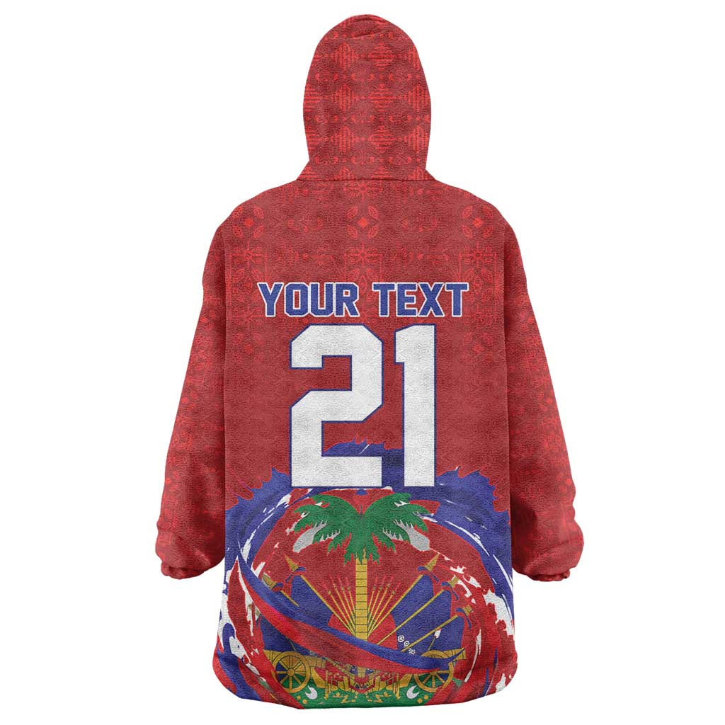 Custom Haiti Grenadye Alaso Wearable Blanket Hoodie Red Nou Retounen Anko 1974-2026 - African Pride