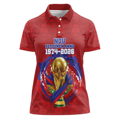Custom Haiti Grenadye Alaso Women Polo Shirt Red Nou Retounen Anko 1974-2026 - African Pride