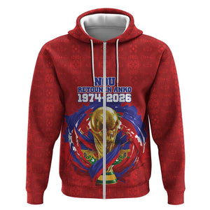 Custom Haiti Grenadye Alaso Zip Hoodie Red Nou Retounen Anko 1974-2026 - African Pride