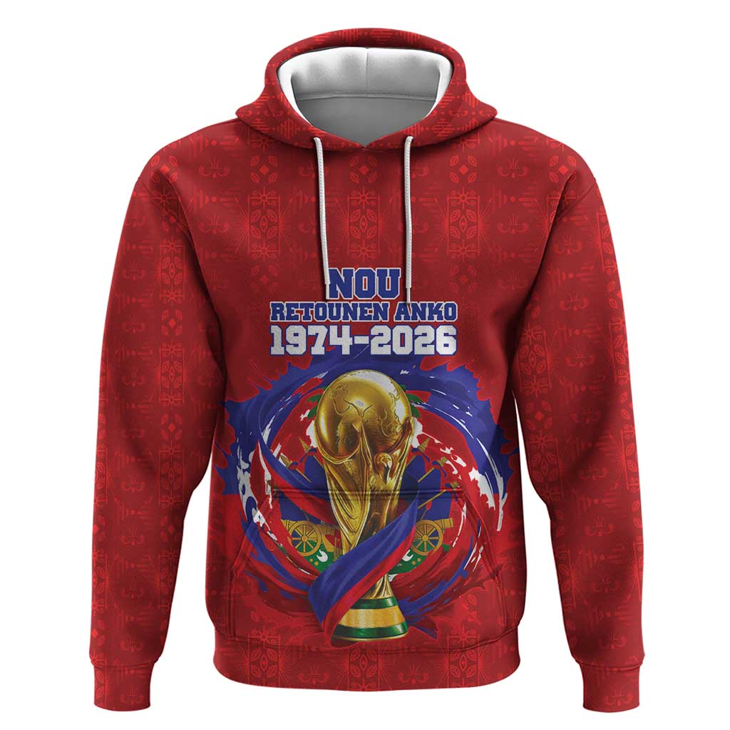 Custom Haiti Grenadye Alaso Zip Hoodie Red Nou Retounen Anko 1974-2026 - African Pride