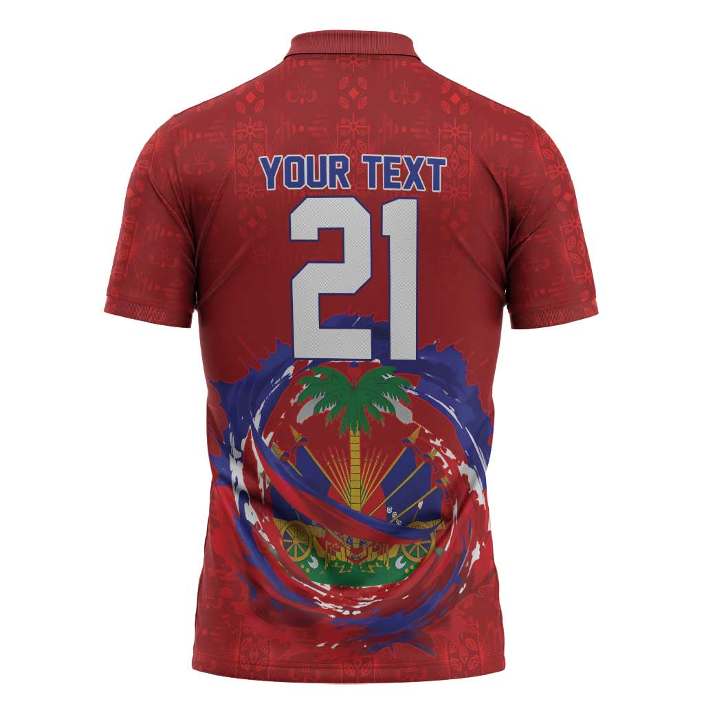 Custom Haiti Grenadye Alaso Zipper Polo Shirt Red Nou Retounen Anko 1974-2026 - African Pride