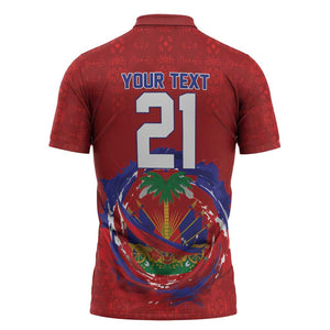 Custom Haiti Grenadye Alaso Zipper Polo Shirt Red Nou Retounen Anko 1974-2026 - African Pride