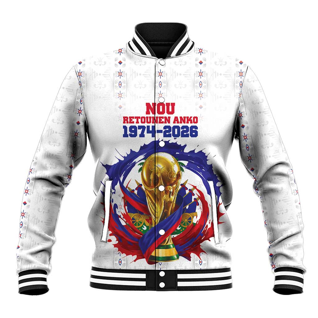 Custom Haiti Grenadye Alaso Baseball Jacket White Nou Retounen Anko 1974-2026 - African Pride