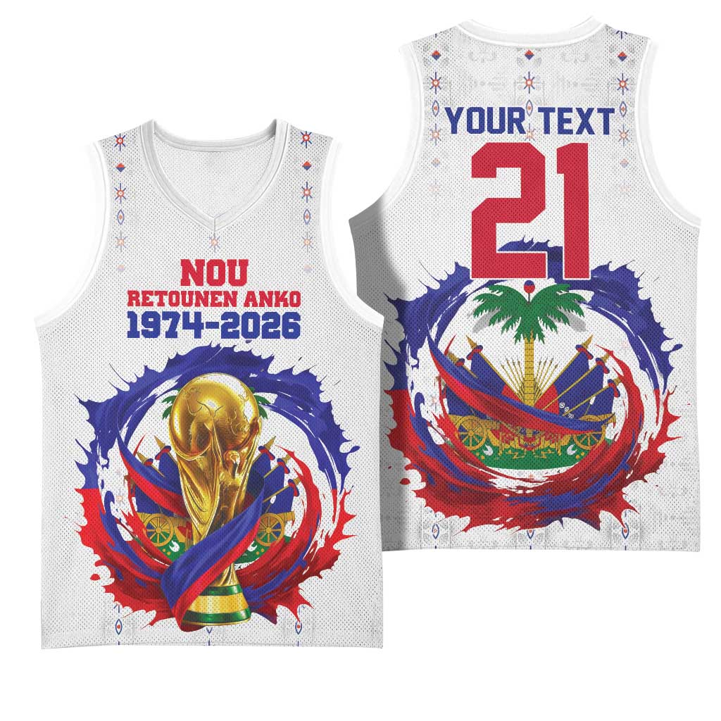 Custom Haiti Grenadye Alaso Basketball Jersey White Nou Retounen Anko 1974-2026 - African Pride
