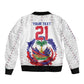 Custom Haiti Grenadye Alaso Bomber Jacket White Nou Retounen Anko 1974-2026 - African Pride