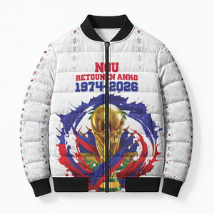 Custom Haiti Grenadye Alaso Bomber Puffer Jacket White Nou Retounen Anko 1974-2026 - African Pride