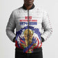 Custom Haiti Grenadye Alaso Bomber Puffer Jacket White Nou Retounen Anko 1974-2026 - African Pride