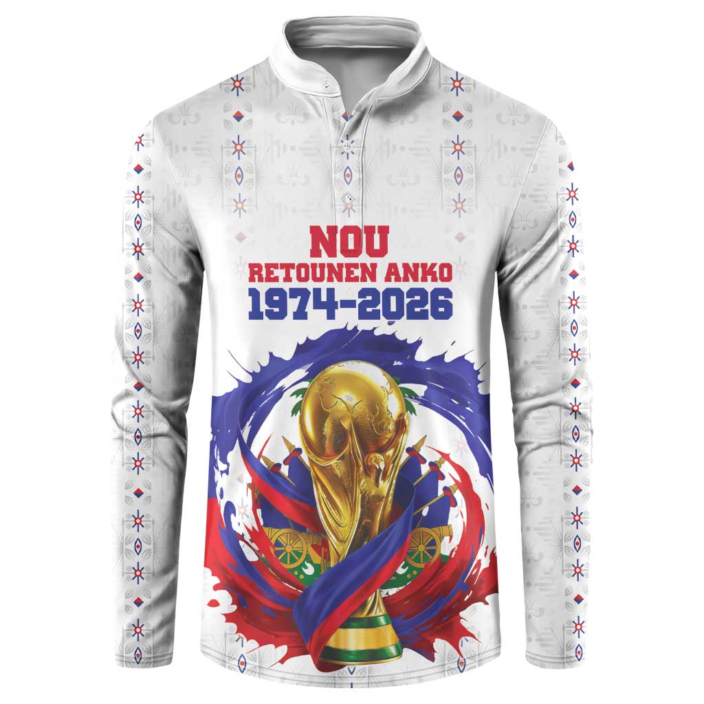 Custom Haiti Grenadye Alaso Button Sweatshirt White Nou Retounen Anko 1974-2026