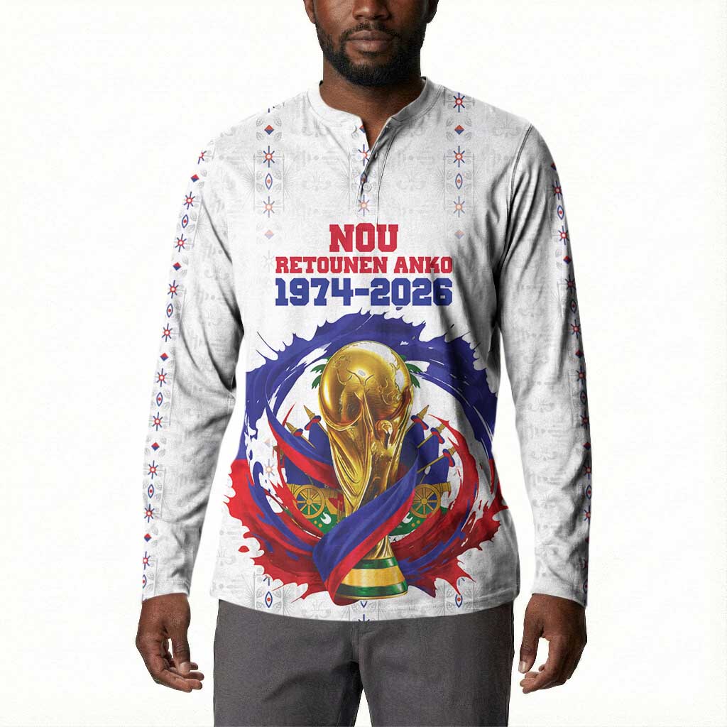 Custom Haiti Grenadye Alaso Button Sweatshirt White Nou Retounen Anko 1974-2026