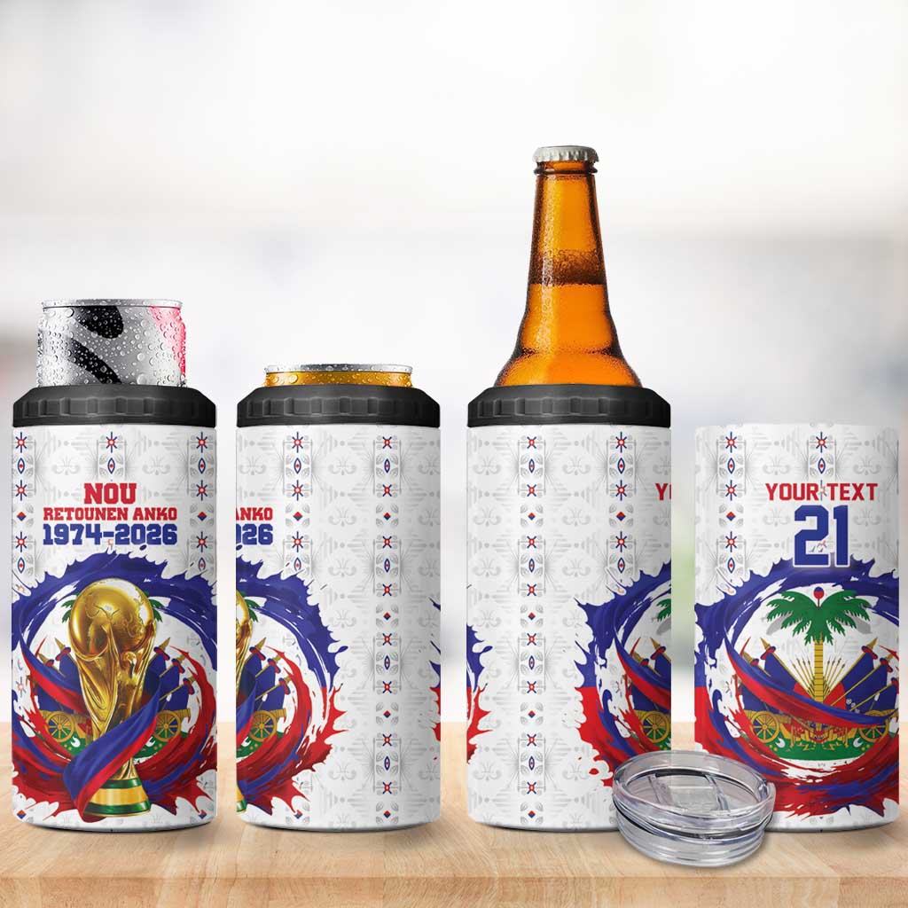 Custom Haiti Grenadye Alaso 4 in 1 Can Cooler Tumbler White Nou Retounen Anko 1974-2026 - African Pride
