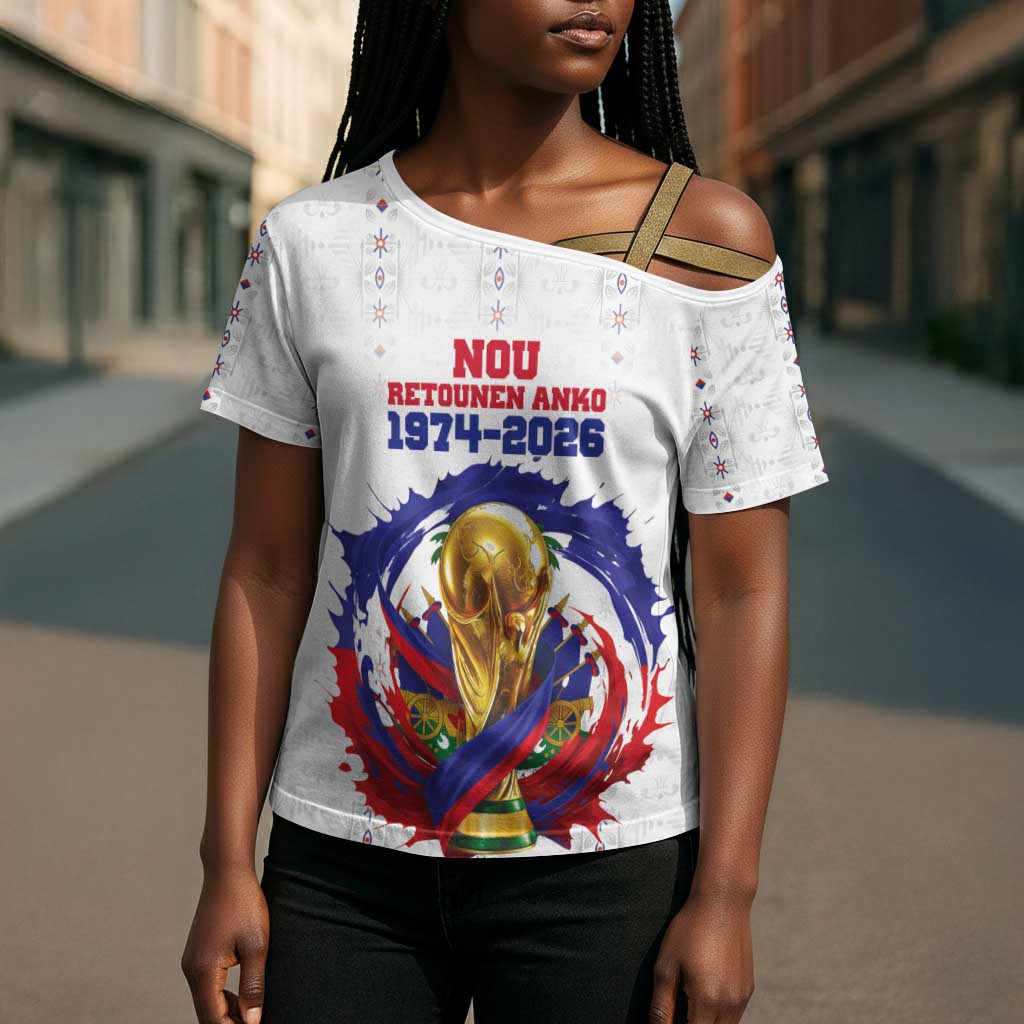 Custom Haiti Grenadye Alaso Cross Shoulder Shirt White Nou Retounen Anko 1974-2026 - African Pride