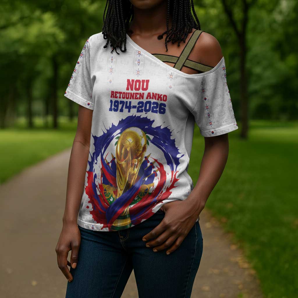 Custom Haiti Grenadye Alaso Cross Shoulder Shirt White Nou Retounen Anko 1974-2026 - African Pride