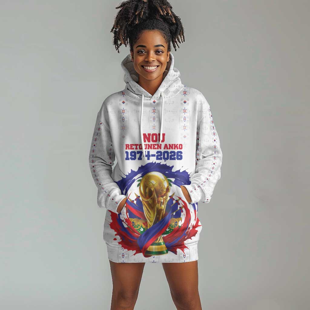 Custom Haiti Grenadye Alaso Hoodie Dress White Nou Retounen Anko 1974-2026 - African Pride