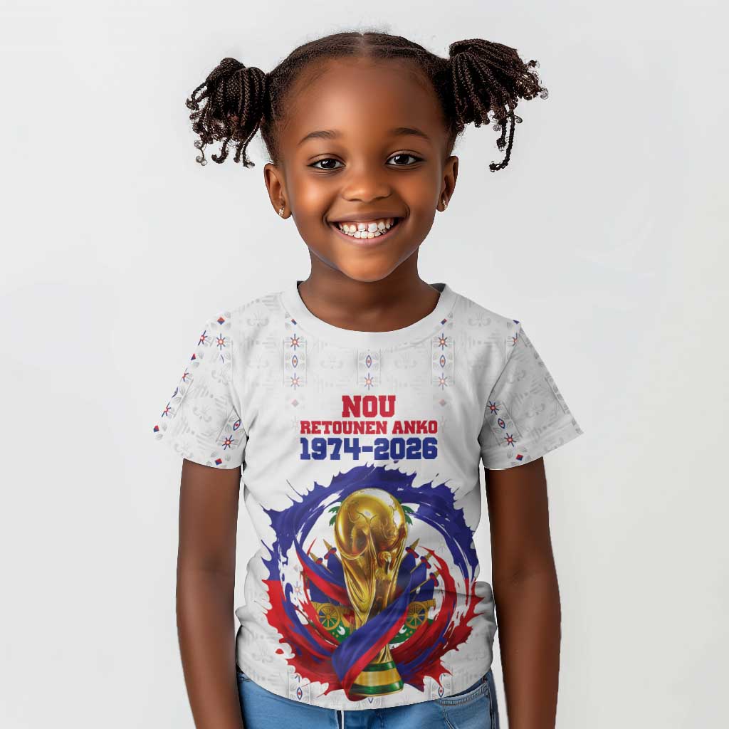 Custom Haiti Grenadye Alaso Kid T shirt White Nou Retounen Anko 1974-2026 - African Pride