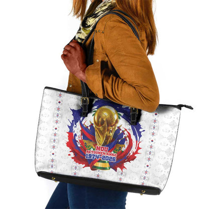 Haiti Grenadye Alaso Leather Tote Bag White Nou Retounen Anko 1974-2026 - African Pride