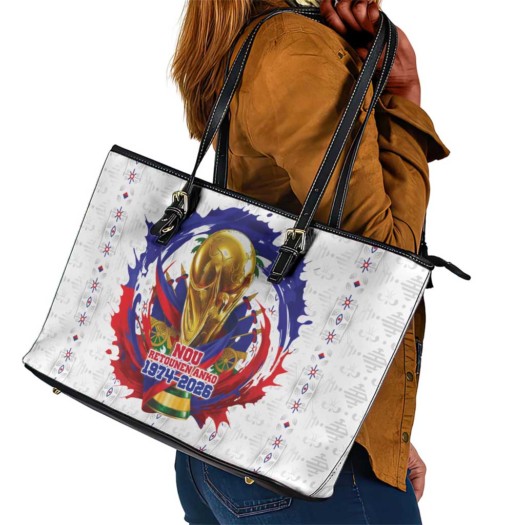 Haiti Grenadye Alaso Leather Tote Bag White Nou Retounen Anko 1974-2026 - African Pride
